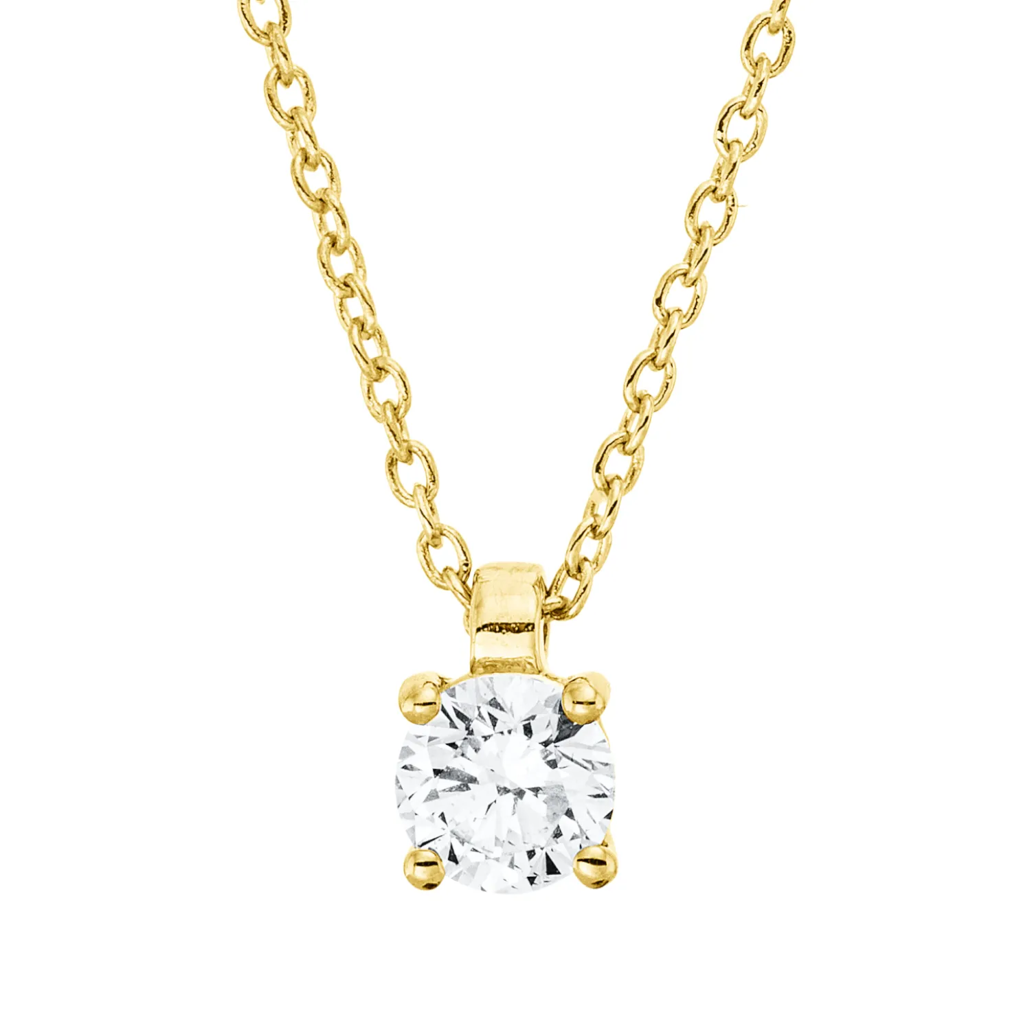 Solitaire Collier aus 750 Gold Gelbgold Brillant 0,25ct TW-SI L:45cm 4er-Krappe