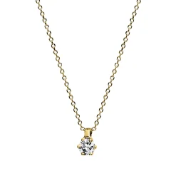 Solitaire Collier aus 750 Gold Gelbgold Brillant 0,05ct TW-SI L:42cm 6er-Krappe