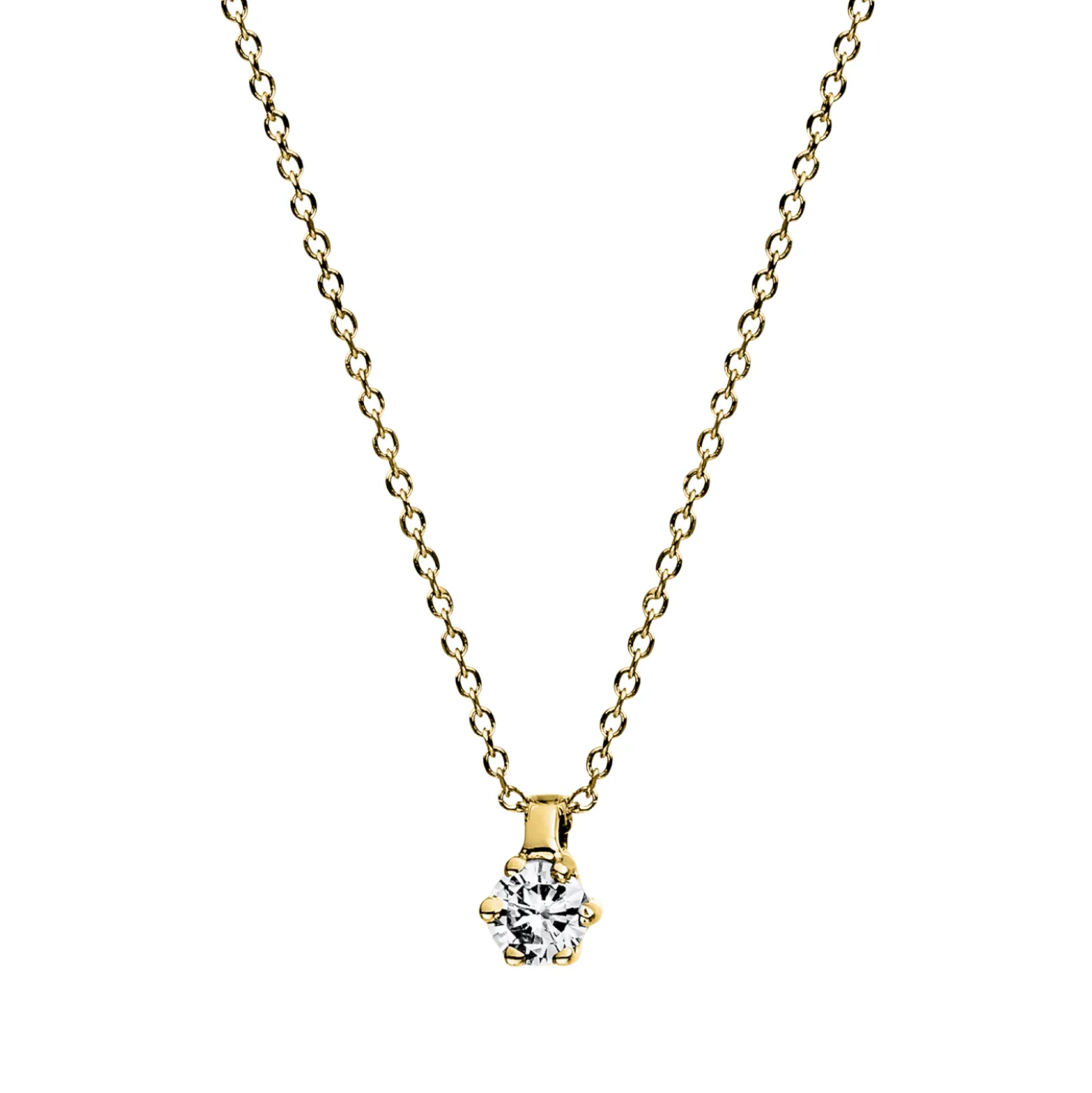 Solitaire Collier aus 750 Gold Gelbgold Brillant 0,05ct TW-SI L:42cm 6er-Krappe