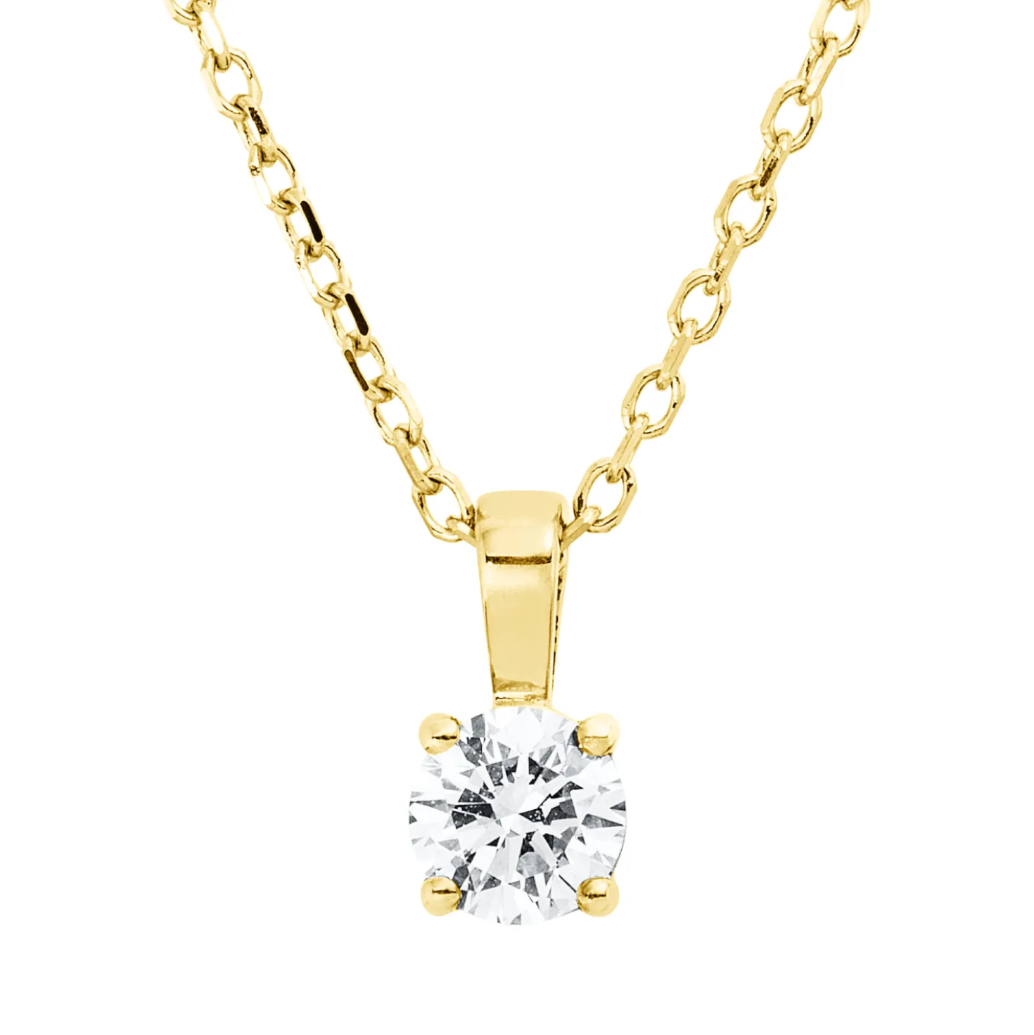 Solitaire Collier aus 750 Gold Gelbgold Brillant 0,2ct TW-SI L:45cm 4er-Krappe
