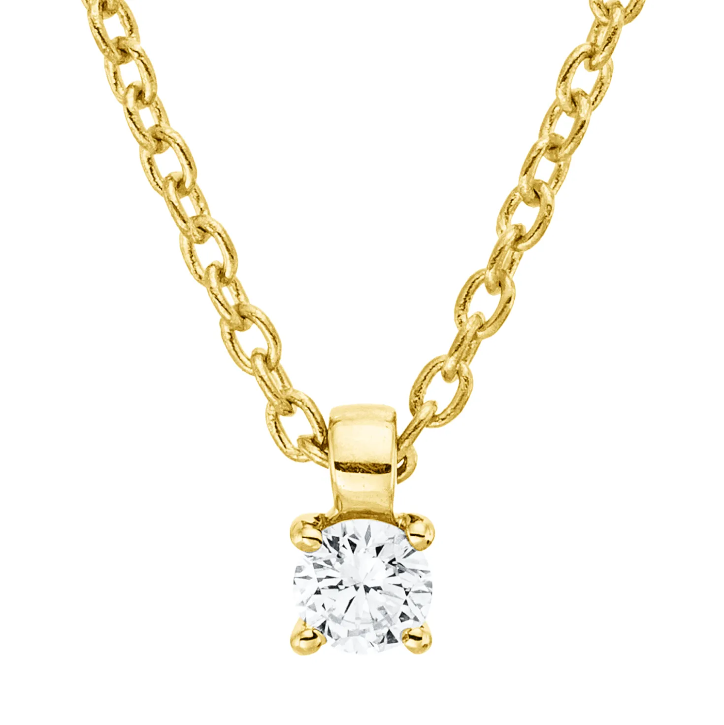 Solitaire Collier aus 750 Gold Gelbgold Brillant 0,05ct TW-SI L:45cm 4er-Krappe