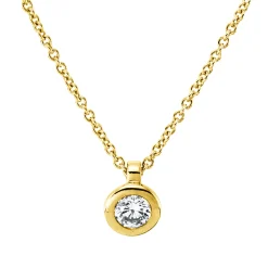 Solitaire Collier aus 750 Gold Gelbgold Brillant 0,1ct TW-SI L:45cm Zarge
