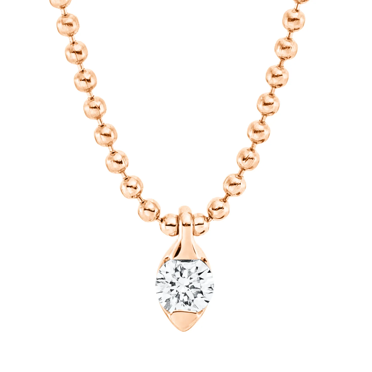 Solitaire Collier aus 750 Gold Rotgold Brillant 0,07ct I-SI L:46cm
