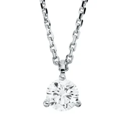 Solitaire Collier aus 750 Gold Weißgold Brillant 0,7ct F-SI L:45cm 3er-Krappe