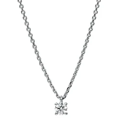 Solitaire Collier aus 750 Gold Weißgold Brillant 0,15ct TW-SI L:42cm 4er-Krappe