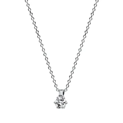 Solitaire Collier aus 585 Gold Weißgold Brillant 0,05ct TW-SI L:42cm 6er-Krappe