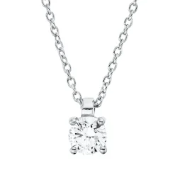 Solitaire Collier aus 750 Gold Weißgold Brillant 0,25ct TW-SI L:45cm 4er-Krappe