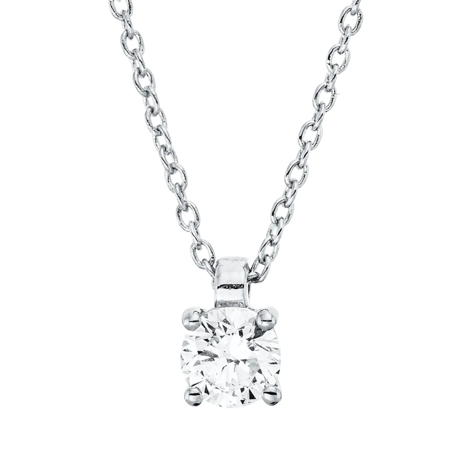 Solitaire Collier aus 750 Gold Weißgold Brillant 0,25ct TW-SI L:45cm 4er-Krappe