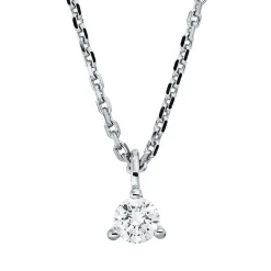 Solitaire Collier aus 750 Gold Weißgold Brillant 0,15ct TW-SI L:45cm 3er-Krappe