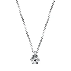 Solitaire Collier aus 750 Gold Weißgold Brillant 0,15ct TW-SI L:42cm 6er-Krappe