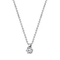 Solitaire Collier aus 750 Gold Weißgold Brillant 0,1ct TW-SI L:42cm 6er-Krappe