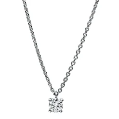 Solitaire Collier aus 750 Gold Weißgold Brillant 0,2ct TW-SI L:42cm 4er-Krappe