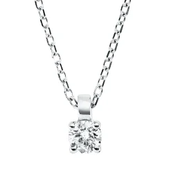 Solitaire Collier aus 750 Gold Weißgold Brillant 0,1ct TW-SI L:45cm 4er-Krappe