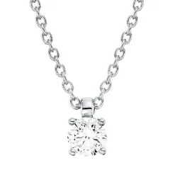 Solitaire Collier aus 750 Gold Weißgold Brillant 0,15ct TW-SI L:45cm 4er-Krappe