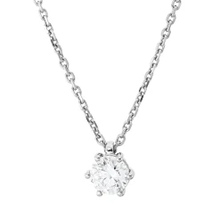 Solitaire Collier aus 750 Gold Weißgold Brillant 0,71ct TW-SI L:45cm 6er-Krappe