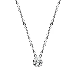 Solitaire Collier aus 585 Gold Weißgold Brillant 0,15ct TW-SI L:43cm Zarge