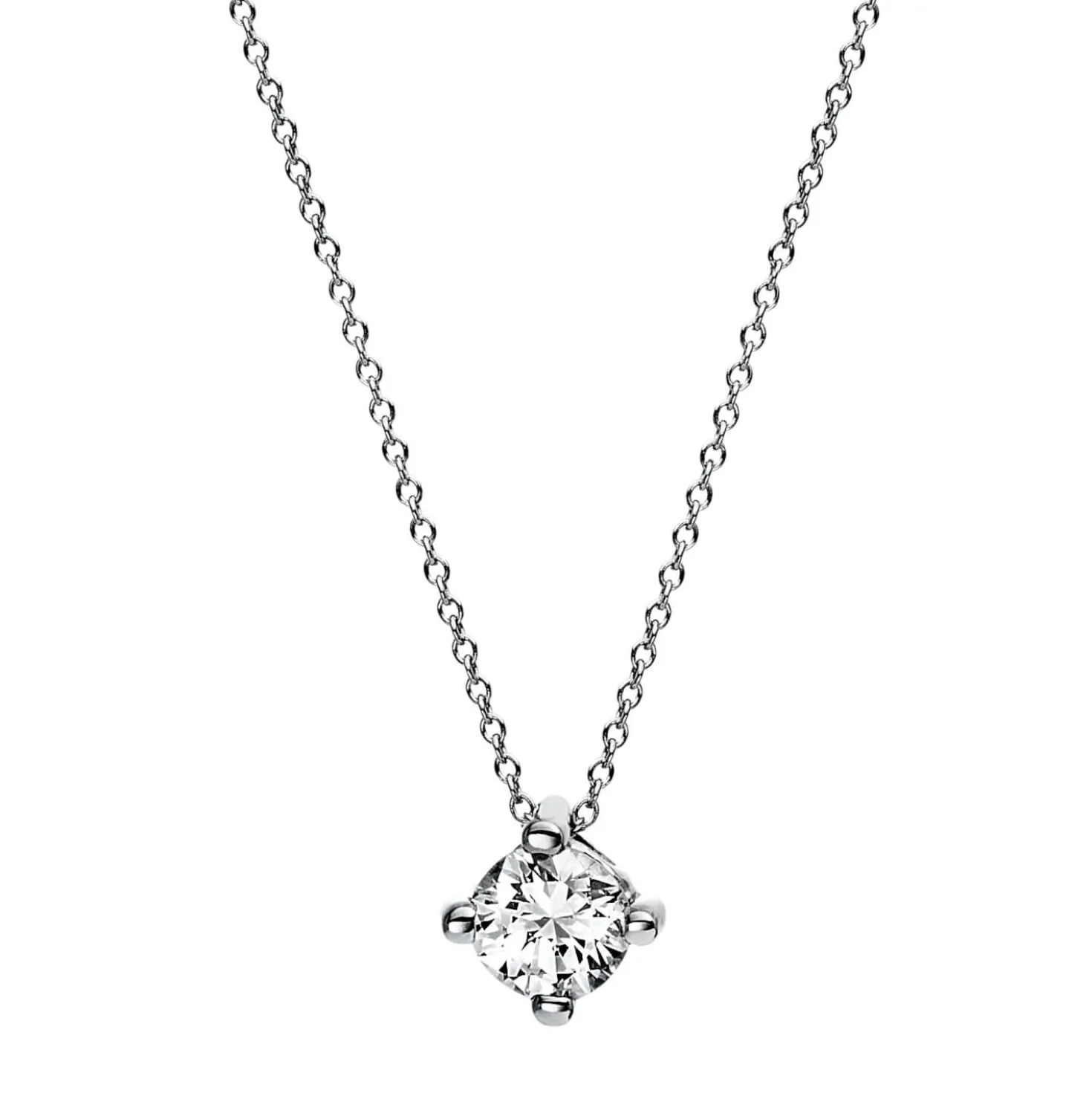 Solitaire Collier aus 950 Platin Brillant 0,25ct TW-SI L:42cm 4er-Krappe