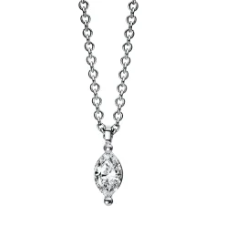 Solitaire Collier aus 750 Weißgold Diamant Navette-Schliff 0,15ct TW-SI 2er-Krappe