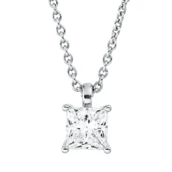 Solitaire Collier aus 750 Weißgold Diamant Prinzess-Schliff 0,33ct D-VSI L:45cm