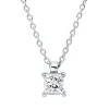 Solitaire Collier aus 750 Weißgold Diamant Prinzess-Schliff 0,25ct TW-SI L:45cm