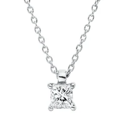 Solitaire Collier aus 750 Weißgold Diamant Prinzess-Schliff 0,25ct TW-SI L:45cm