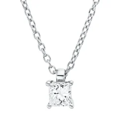 Solitaire Collier aus 750 Weißgold Diamant Prinzess-Schliff 0,16ct TW-SI L:45cm