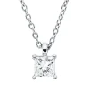 Solitaire Collier aus 750 Weißgold Diamant Prinzess-Schliff 0,19ct TW-SI L:45cm