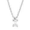 Solitaire Collier aus 750 Weißgold Diamant Smaragd-Schliff 0,2ct TW-SI L:45cm