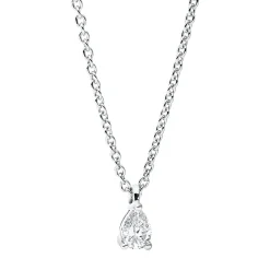 Solitaire Collier aus 750 Weißgold Diamant Tropfen-Schliff 0,1ct TW-SI L:45cm