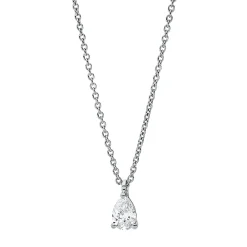Solitaire Collier Tropfen 750 Weißgold Diamant Tropfen-Schliff 0,2ct TW-SI L:45cm
