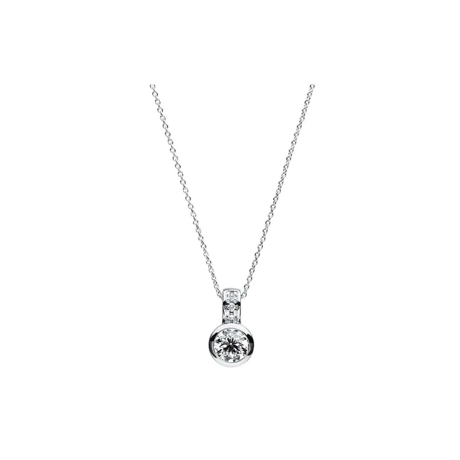 Solitaire Collier 585 Weißgold 3 Brillanten 0,02ct TW-SI 1 Brillant 0,5ct TW-SI