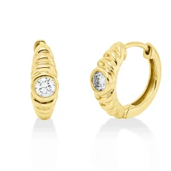 Solitaire Creolen aus 585 Gelbgold 2 Brillanten 0,23ct TLB-SI 12,5x3,8mm Zarge