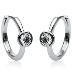 Solitaire Creolen aus 585 Weißgold 2 Brillanten 0,2ct TW-SI 14x3,9mm Zarge