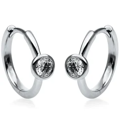 Solitaire Creolen aus 585 Weißgold 2 Brillanten 0,3ct TW-SI 14x4,4mm Zarge