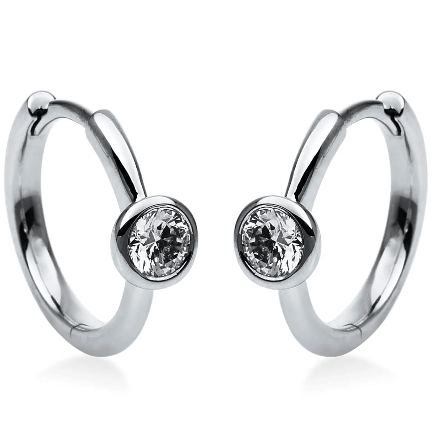 Solitaire Creolen aus 585 Weißgold 2 Brillanten 0,3ct TW-SI 14x4,4mm Zarge