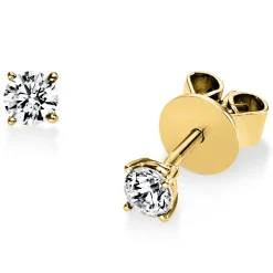 Solitaire Ohrstecker aus 750 Gelbgold 2 Brillanten 0,3ct TW-SI Ø3,3mm 4er-Krappe