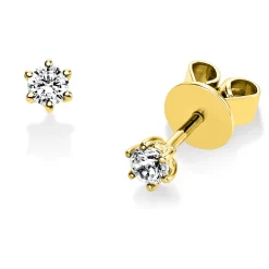 Solitaire Ohrstecker aus 750 Gelbgold 2 Brillanten 0,2ct TW-SI Ø3,5mm 6er-Krappe