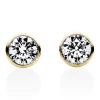 Solitaire Ohrstecker aus 750 Gelbgold 2 Brillanten 0,4ct TW-SI Ø4,9mm V-Zarge