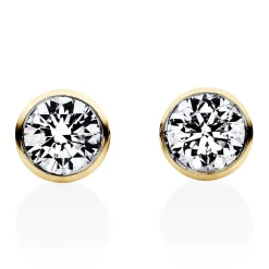 Solitaire Ohrstecker aus 750 Gelbgold 2 Brillanten 0,4ct TW-SI Ø4,9mm V-Zarge