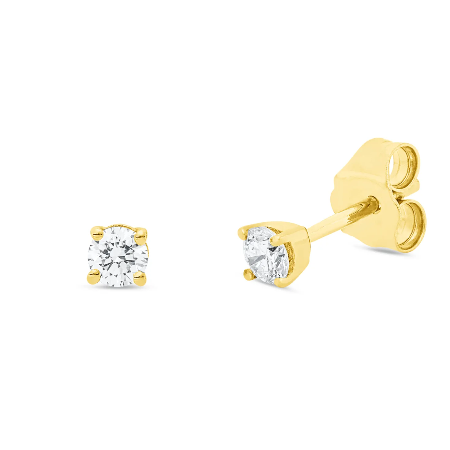Solitaire Ohrstecker aus 750 Gelbgold 2 Brillanten 0,2ct TW-SI 3,1x3,1mm 4er-Krappe