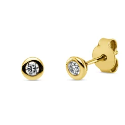 Solitaire Ohrstecker aus 750 Gelbgold 2 Brillanten 0,2ct TW-SI 4,6x4,6mm Zarge