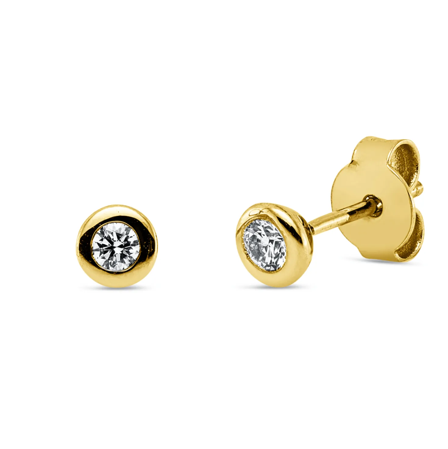 Solitaire Ohrstecker aus 750 Gelbgold 2 Brillanten 0,2ct TW-SI 4,6x4,6mm Zarge