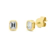 Solitaire Ohrstecker aus 750 Gelbgold 2 Diamanten Smaragd-Schliff 0,41ct TW-SI
