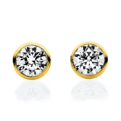 Solitaire Ohrstecker aus 585 Gold Gelbgold 2 Brillanten 0,1ct TW-SI Zarge