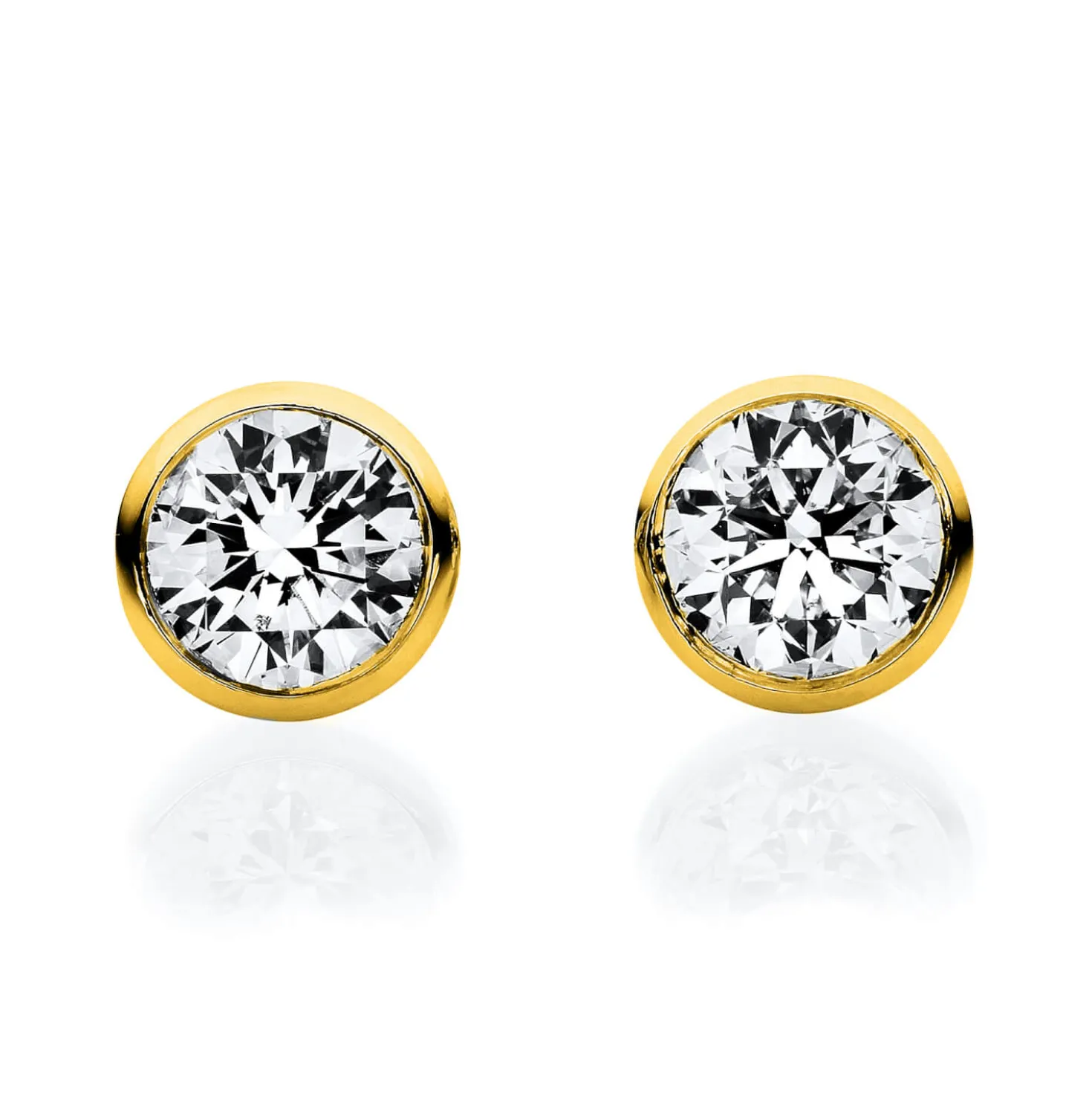 Solitaire Ohrstecker aus 585 Gold Gelbgold 2 Brillanten 0,1ct TW-SI Zarge