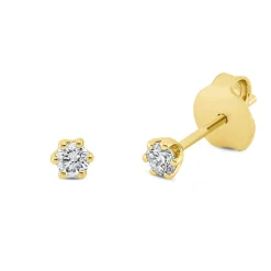 Solitaire Ohrstecker aus 750 Gold Gelbgold 2 Brillanten 0,17ct TW-SI 6er-Krappe