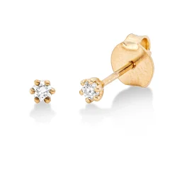 Solitaire Ohrstecker aus 750 Gold Gelbgold 2 Brillanten 0,1ct TW-SI 6er-Krappe