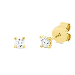 Solitaire Ohrstecker aus 750 Gold Gelbgold 2 Brillanten 0,3ct TW-SI 4er-Krappe