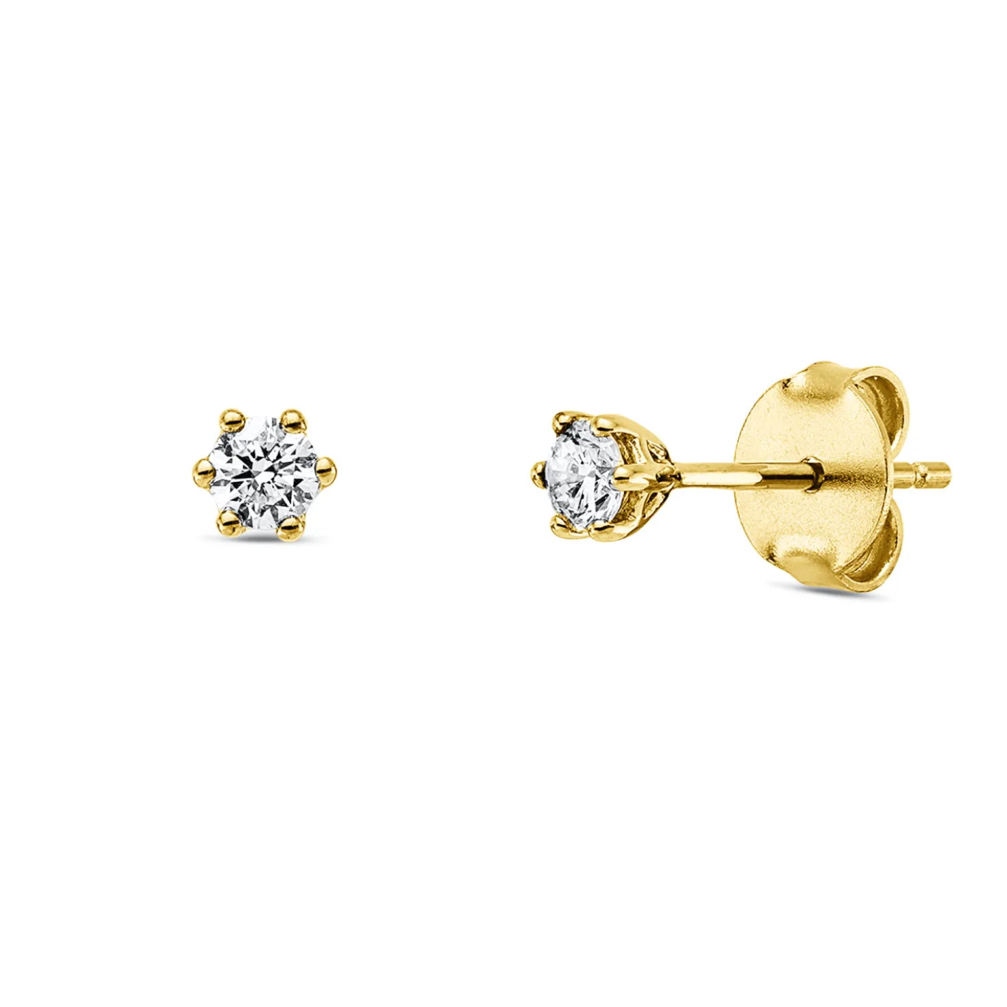 Solitaire Ohrstecker aus 750 Gold Gelbgold 2 Brillanten 0,25ct TW-SI 6er-Krappe