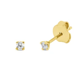 Solitaire Ohrstecker aus 750 Gold Gelbgold 2 Brillanten 0,11ct TW-SI 4er-Krappe